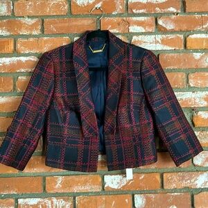 Trina Turk plaid checked pattern cropped blazer NWT